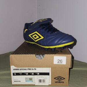 Umbro Speciali Pro 24 FG Soccer Cleats- Navy/Yellow Sz 7M | UK6 Euro40